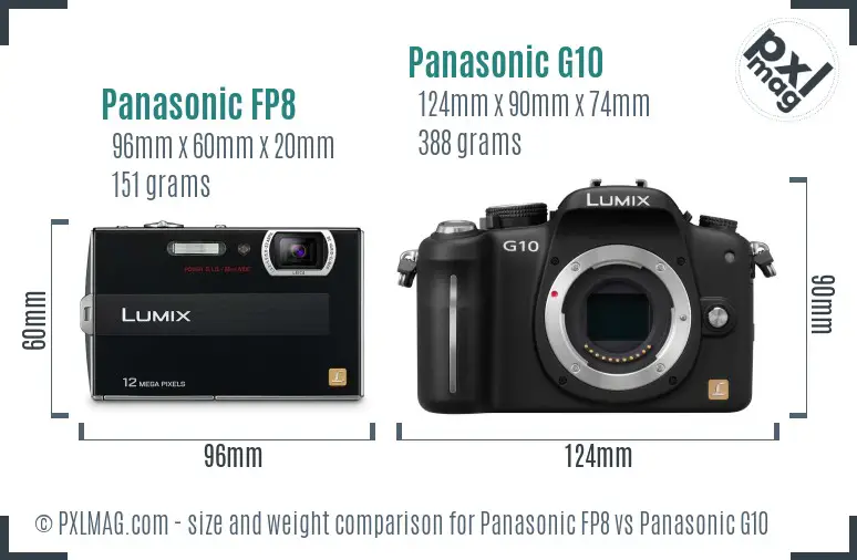 Panasonic FP8 vs Panasonic G10 size comparison