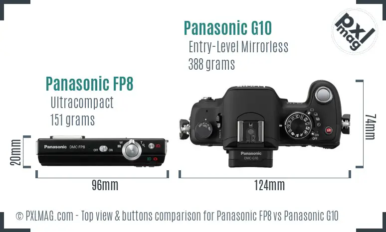 Panasonic FP8 vs Panasonic G10 top view buttons comparison