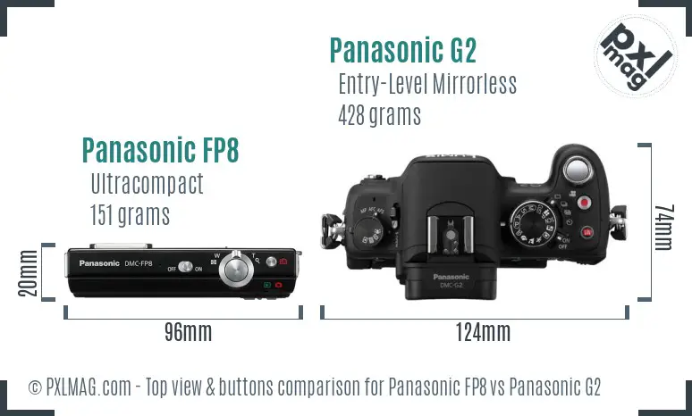 Panasonic FP8 vs Panasonic G2 top view buttons comparison