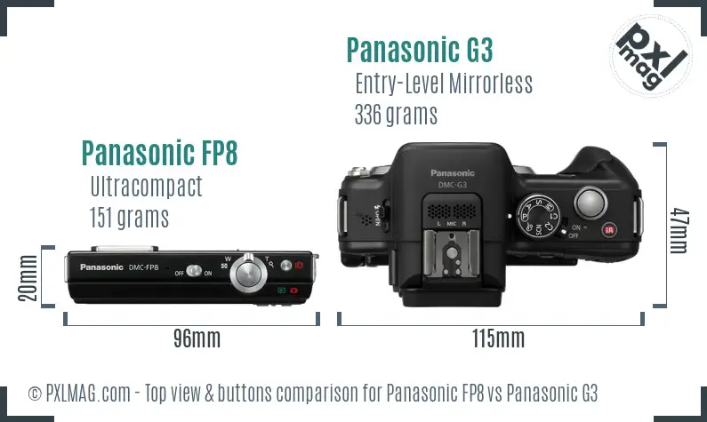 Panasonic FP8 vs Panasonic G3 top view buttons comparison