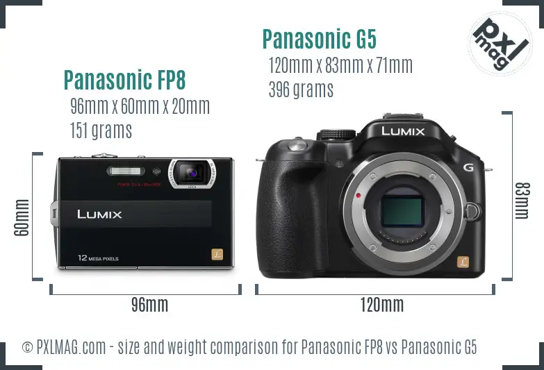 Panasonic FP8 vs Panasonic G5 size comparison