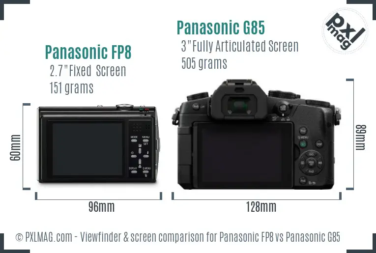 Panasonic FP8 vs Panasonic G85 Screen and Viewfinder comparison