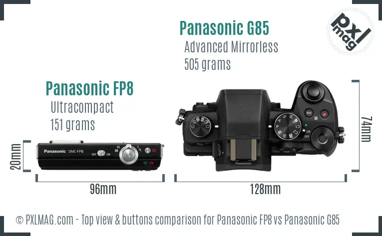 Panasonic FP8 vs Panasonic G85 top view buttons comparison