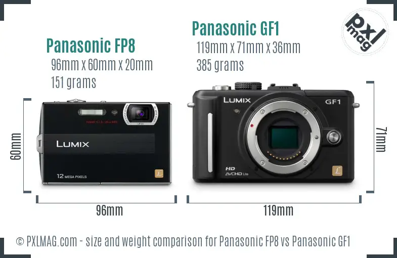 Panasonic FP8 vs Panasonic GF1 size comparison