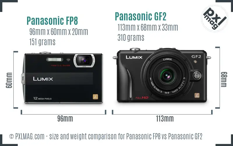 Panasonic FP8 vs Panasonic GF2 size comparison