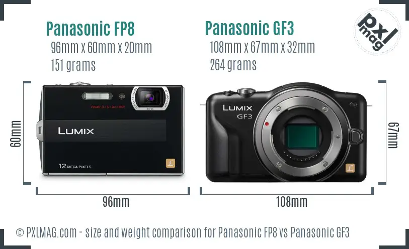 Panasonic FP8 vs Panasonic GF3 size comparison