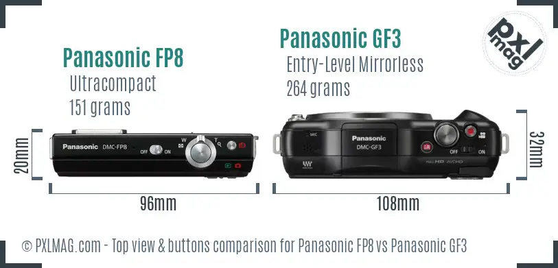 Panasonic FP8 vs Panasonic GF3 top view buttons comparison