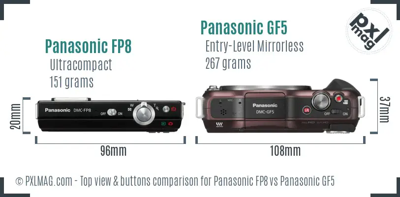 Panasonic FP8 vs Panasonic GF5 top view buttons comparison