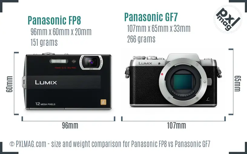 Panasonic FP8 vs Panasonic GF7 size comparison