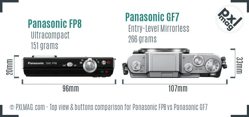 Panasonic FP8 vs Panasonic GF7 top view buttons comparison