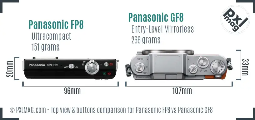 Panasonic FP8 vs Panasonic GF8 top view buttons comparison