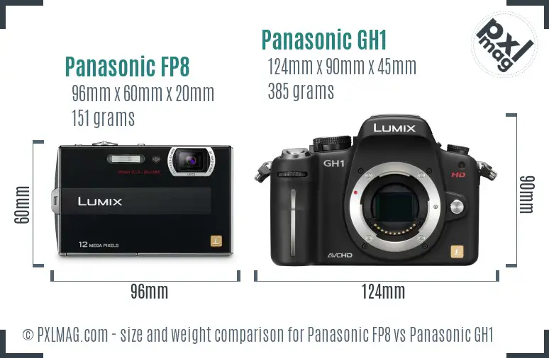 Panasonic FP8 vs Panasonic GH1 size comparison