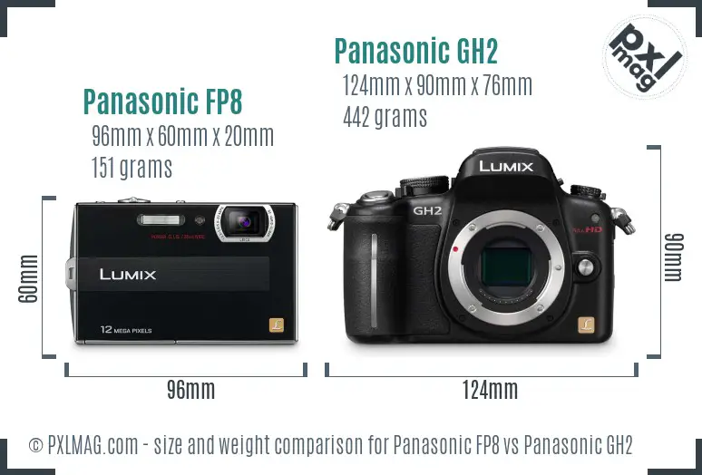 Panasonic FP8 vs Panasonic GH2 size comparison