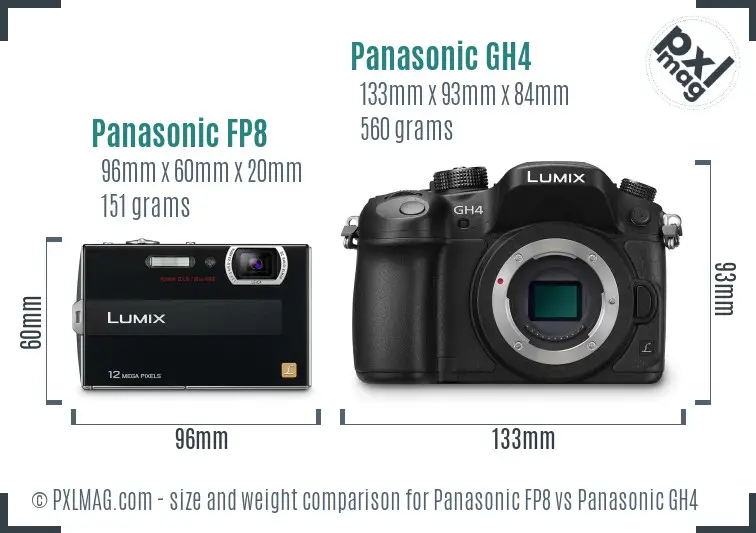 Panasonic FP8 vs Panasonic GH4 size comparison Panasonic FP8 vs Panasonic GH4 size comparison