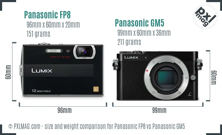 Panasonic FP8 vs Panasonic GM5 size comparison
