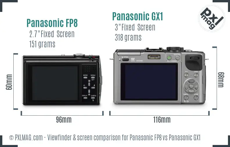 Panasonic FP8 vs Panasonic GX1 Screen and Viewfinder comparison