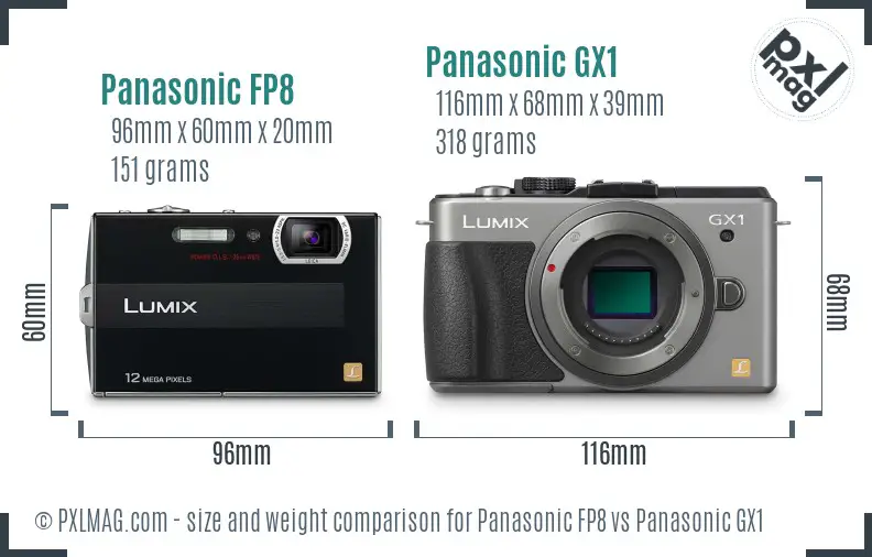 Panasonic FP8 vs Panasonic GX1 size comparison