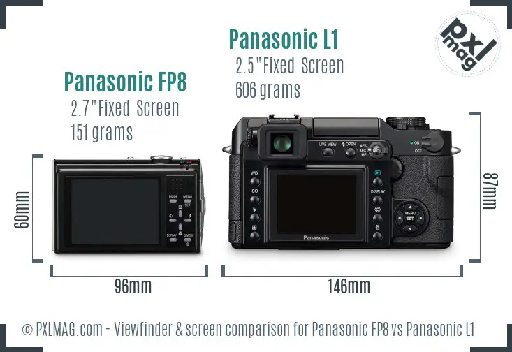 Panasonic FP8 vs Panasonic L1 Screen and Viewfinder comparison Panasonic FP8 vs Panasonic L1 Screen and Viewfinder comparison