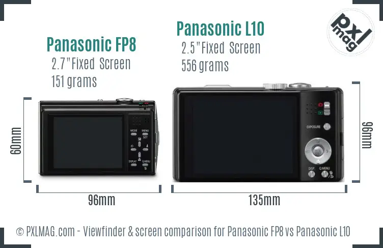 Panasonic FP8 vs Panasonic L10 Screen and Viewfinder comparison Panasonic FP8 vs Panasonic L10 Screen and Viewfinder comparison
