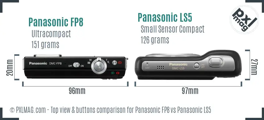 Panasonic FP8 vs Panasonic LS5 top view buttons comparison