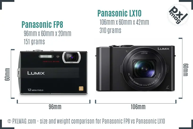 Panasonic FP8 vs Panasonic LX10 size comparison