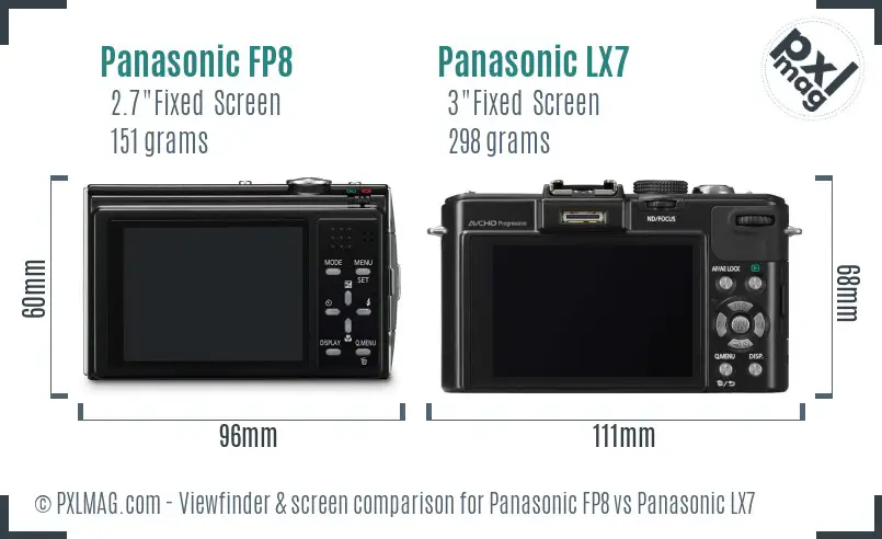 Panasonic FP8 vs Panasonic LX7 Screen and Viewfinder comparison Panasonic FP8 vs Panasonic LX7 Screen and Viewfinder comparison