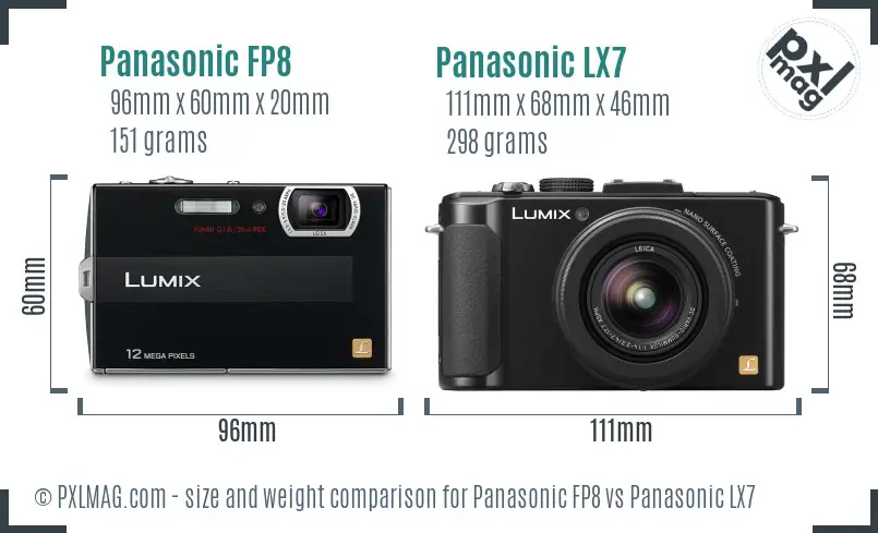 Panasonic FP8 vs Panasonic LX7 size comparison Panasonic FP8 vs Panasonic LX7 size comparison