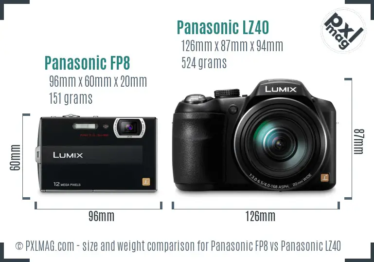 Panasonic FP8 vs Panasonic LZ40 size comparison