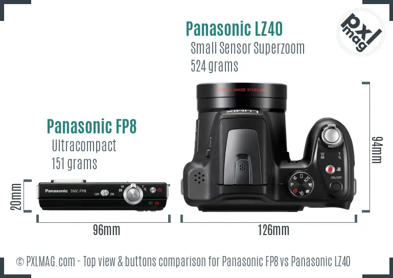 Panasonic FP8 vs Panasonic LZ40 top view buttons comparison