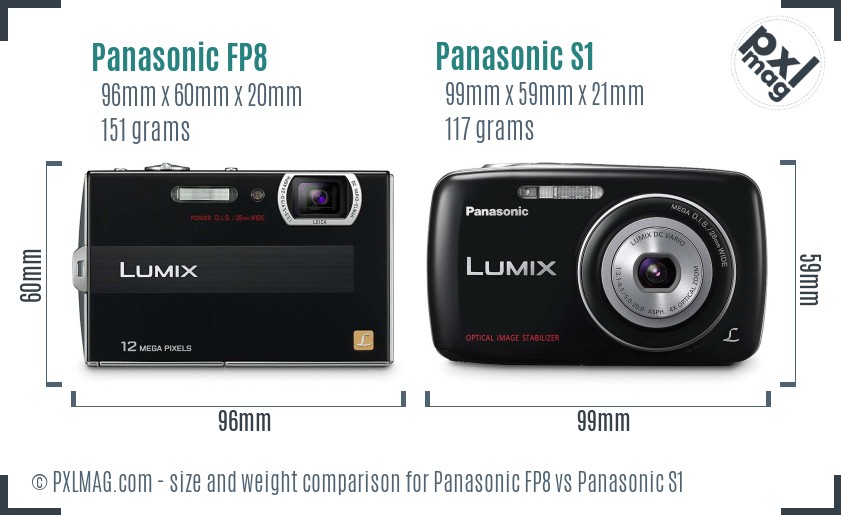 Panasonic FP8 vs Panasonic S1 size comparison