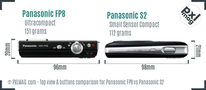 Panasonic FP8 vs Panasonic S2 top view buttons comparison