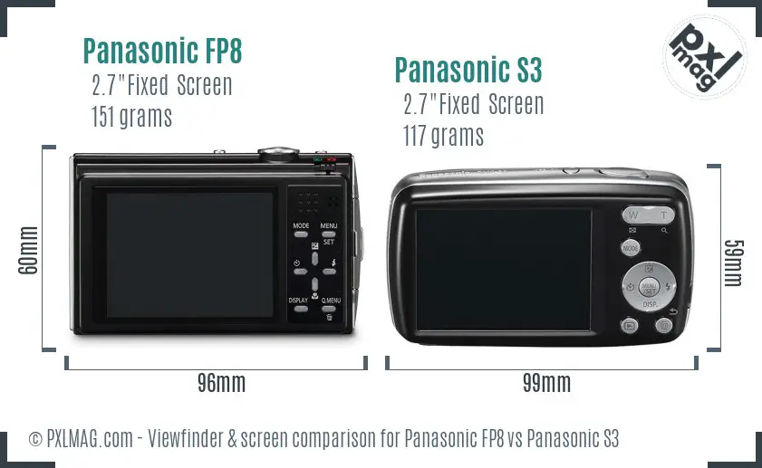 Panasonic FP8 vs Panasonic S3 Screen and Viewfinder comparison Panasonic FP8 vs Panasonic S3 Screen and Viewfinder comparison