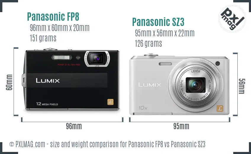 Panasonic FP8 vs Panasonic SZ3 size comparison