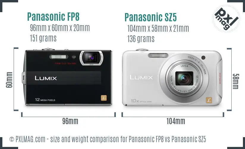 Panasonic FP8 vs Panasonic SZ5 size comparison