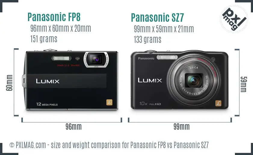 Panasonic FP8 vs Panasonic SZ7 size comparison