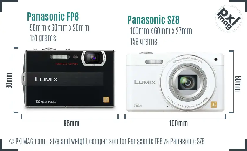 Panasonic FP8 vs Panasonic SZ8 size comparison