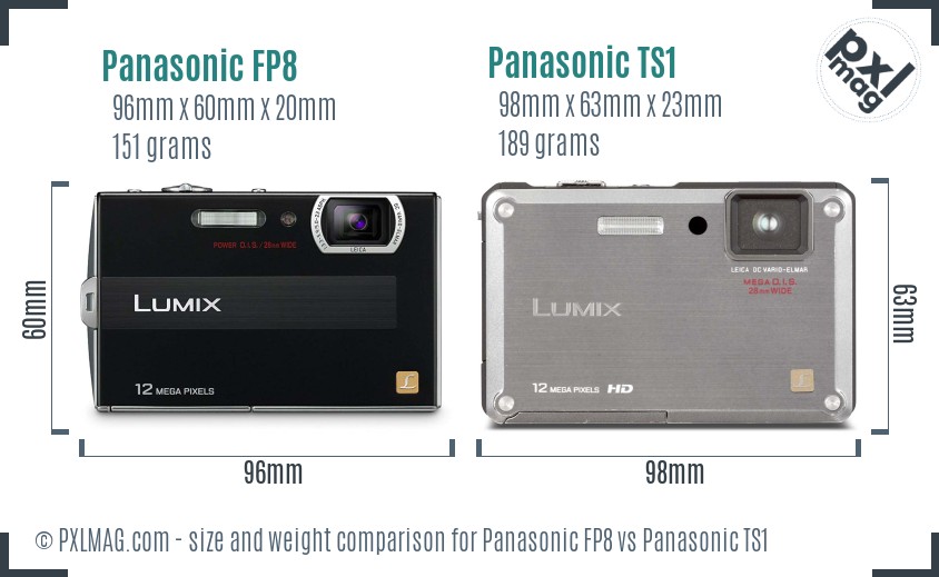 Panasonic FP8 vs Panasonic TS1 size comparison