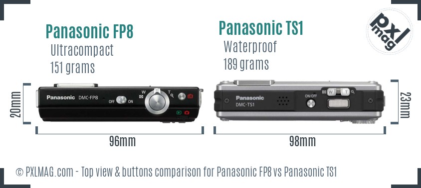 Panasonic FP8 vs Panasonic TS1 top view buttons comparison