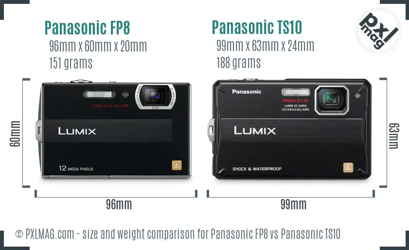 Panasonic FP8 vs Panasonic TS10 size comparison