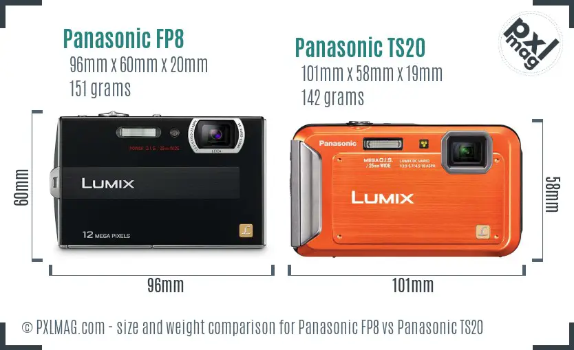 Panasonic FP8 vs Panasonic TS20 size comparison