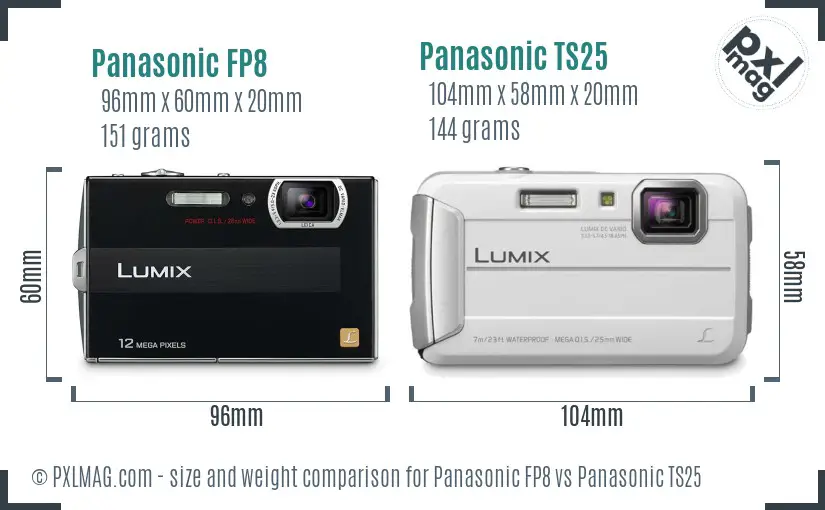 Panasonic FP8 vs Panasonic TS25 size comparison Panasonic FP8 vs Panasonic TS25 size comparison