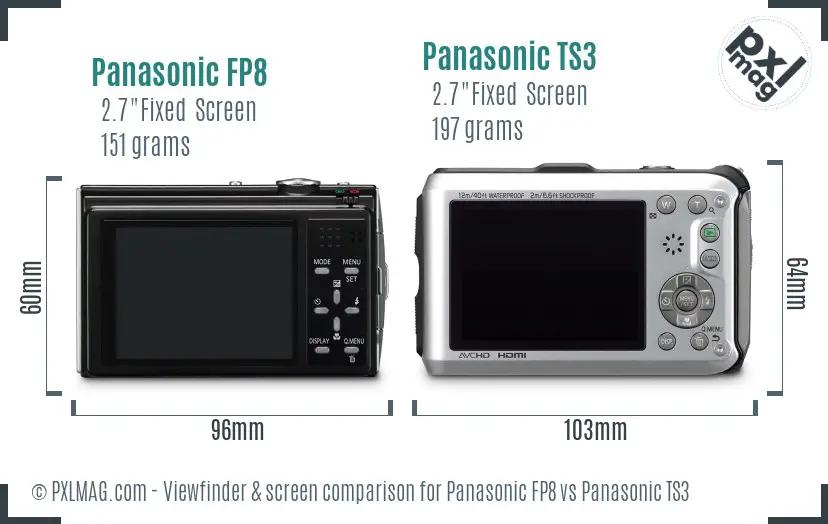 Panasonic FP8 vs Panasonic TS3 Screen and Viewfinder comparison