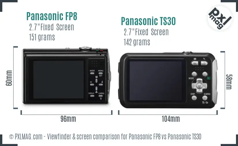 Panasonic FP8 vs Panasonic TS30 Screen and Viewfinder comparison