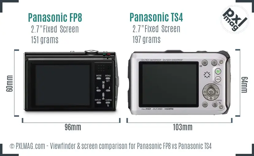 Panasonic FP8 vs Panasonic TS4 Screen and Viewfinder comparison