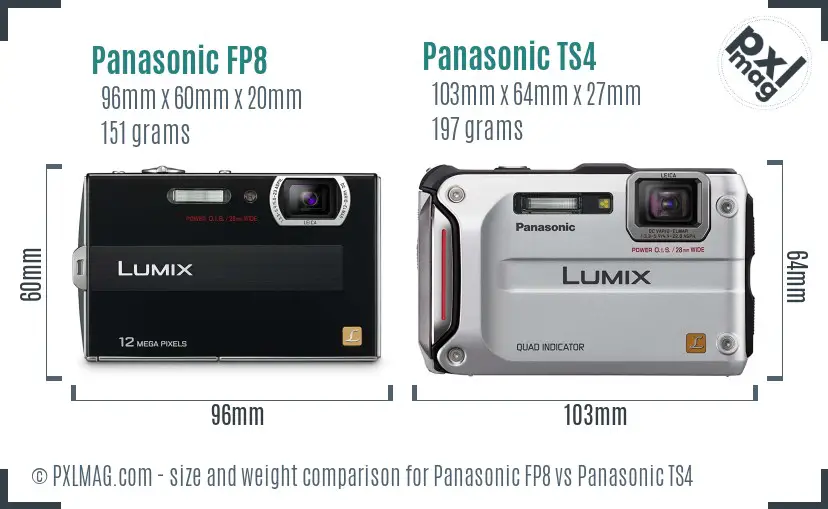Panasonic FP8 vs Panasonic TS4 size comparison