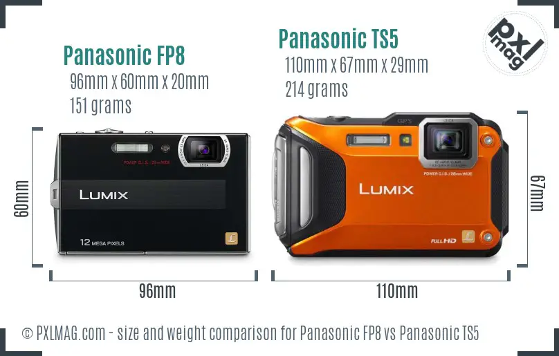 Panasonic FP8 vs Panasonic TS5 size comparison