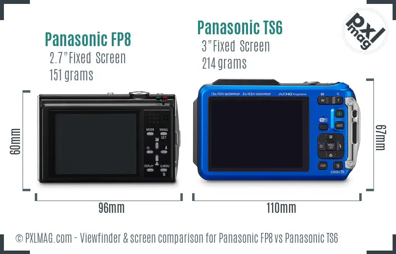 Panasonic FP8 vs Panasonic TS6 Screen and Viewfinder comparison