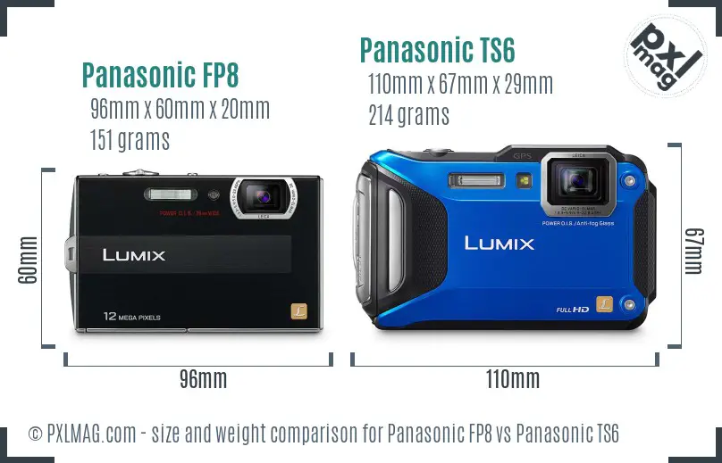 Panasonic FP8 vs Panasonic TS6 size comparison