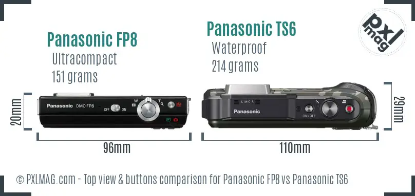Panasonic FP8 vs Panasonic TS6 top view buttons comparison