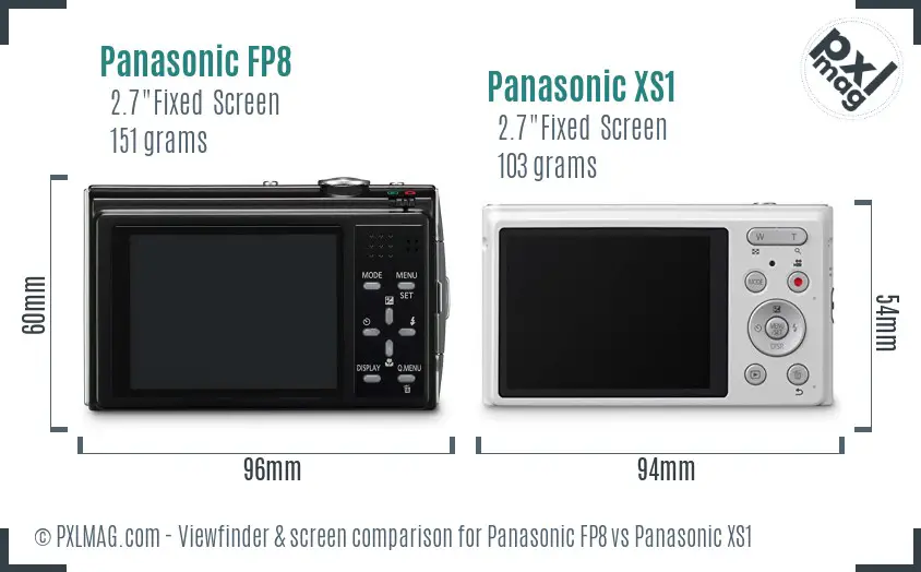 Panasonic FP8 vs Panasonic XS1 Screen and Viewfinder comparison